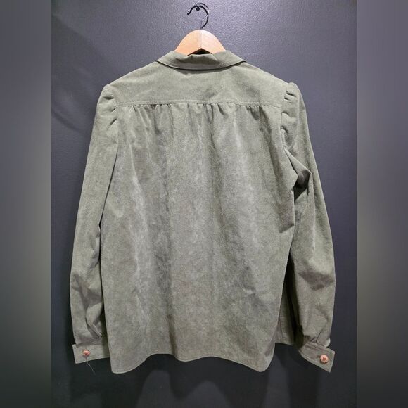 Sage Green Button Washable Suede Long Sleeve Blazer Women’s Sz 10 Western Boho - Picture 9 of 9